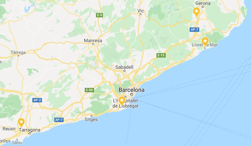 Lloret de Mar Flughäfen auf der Karte