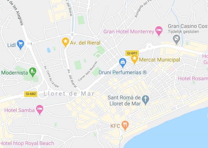 Markt in Lloret de Mar auf der Karte