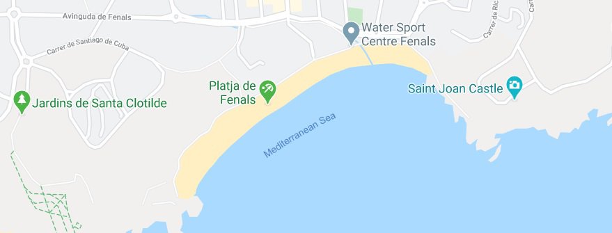 Fenals Strand in Lloret de Mar auf der Karte