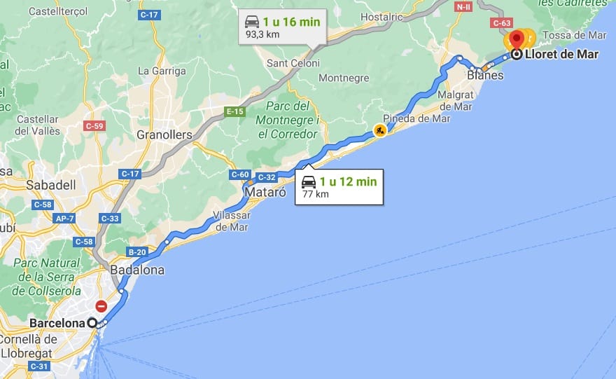 Mit dem Auto von Barcelona nach Lloret de Mar Auto